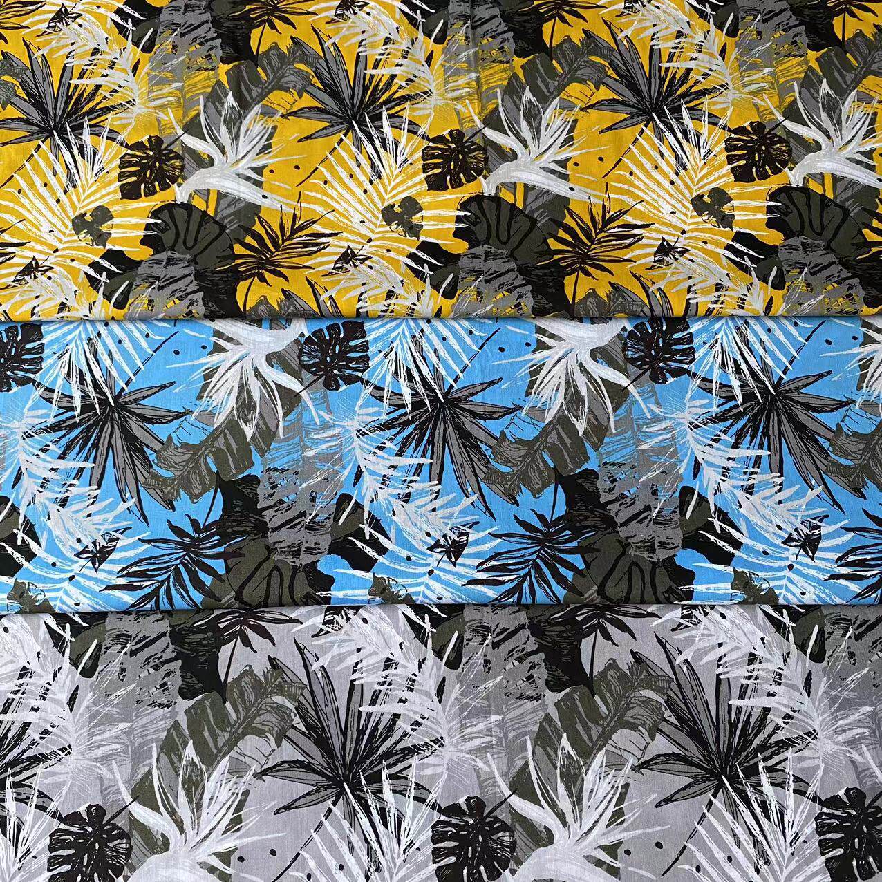 全棉府绸印花布料夏威夷沙滩风格 现货供应 男装衬衫沙滩裤