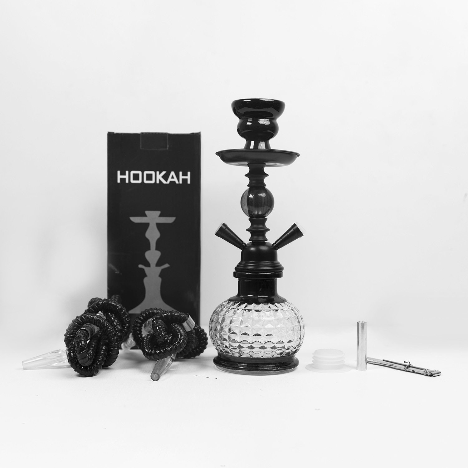 现货新品货源阿拉伯小号双管水烟壶成品套装玻璃烟具hookah