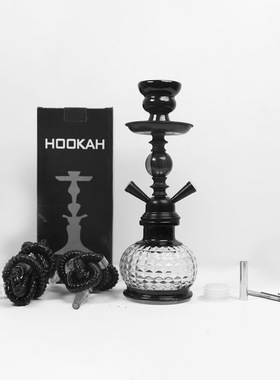 现货新品货源阿拉伯小号双管水烟壶成品套装玻璃烟具hookah