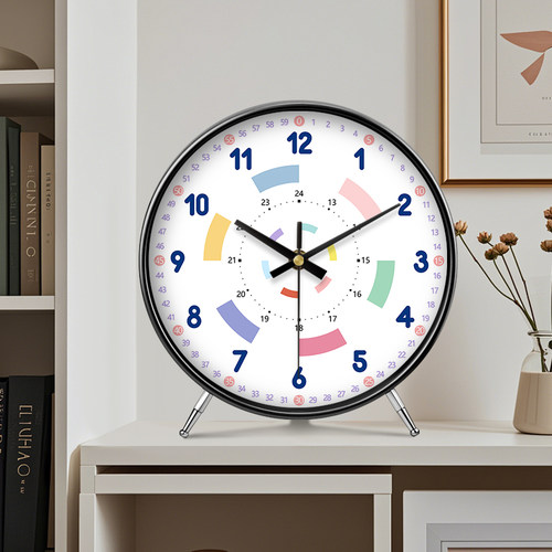 现代学习儿童房时钟桌面早教数字座钟摆件教室用摆钟创意认时钟表