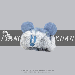 韩版米奇耳朵护耳雷锋帽飞行帽子男女秋冬季加厚保暖防寒毛绒帽潮