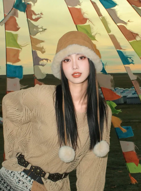秋冬加绒护耳显脸小渔夫帽女