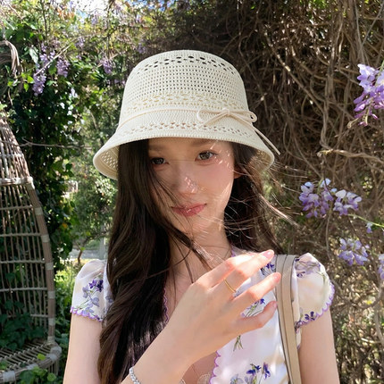 2026新款休闲镂空编织渔夫帽子女春夏遮阳防晒大檐显脸小度假盆帽