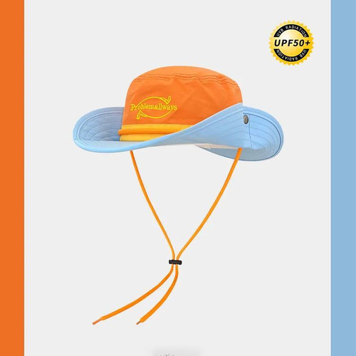 复古工装拼色字母渔夫帽