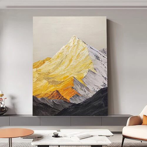 手绘油画背靠金山客厅肌理挂画现代简约走廊玄关装饰画落地壁画