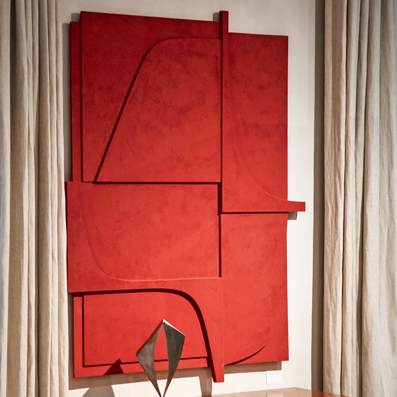 手绘侘寂风客厅装饰画玄关挂画3d立体木雕实物画设计师复古风浮雕图片