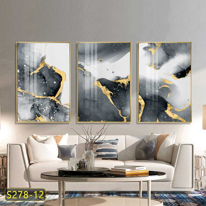 现代酒店金箔抽象挂画客厅装饰画轻奢高级感沙发背景墙画餐厅壁画图片