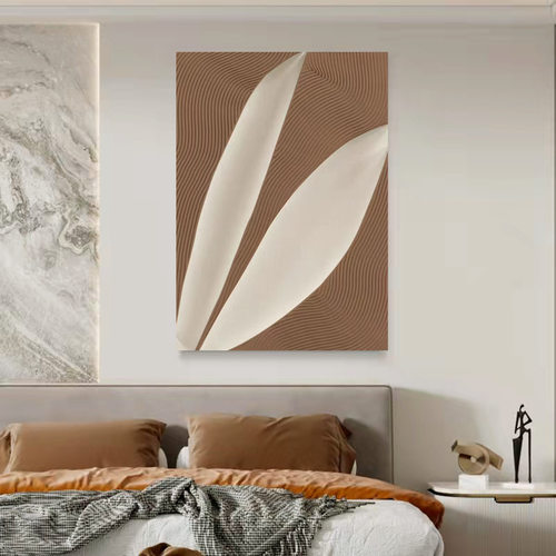 现代简约3D立体浮雕客厅沙发背景墙高端装饰画玄关入户侘寂风挂画