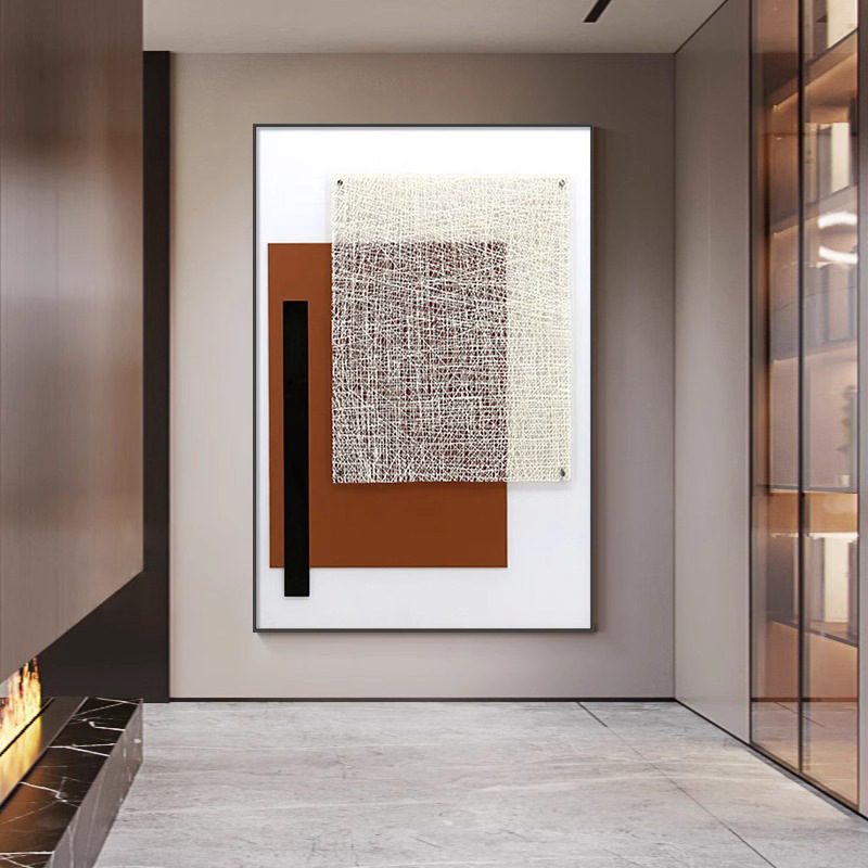 现代简约几何图形抽象客厅装饰画楼梯背景墙实物立体玄关壁画挂画图片