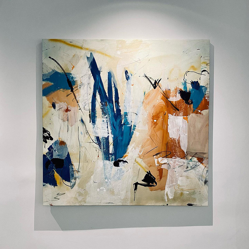 现代抽象艺术手绘客厅沙发背景墙装饰画奶油风高端餐边柜玄关挂画