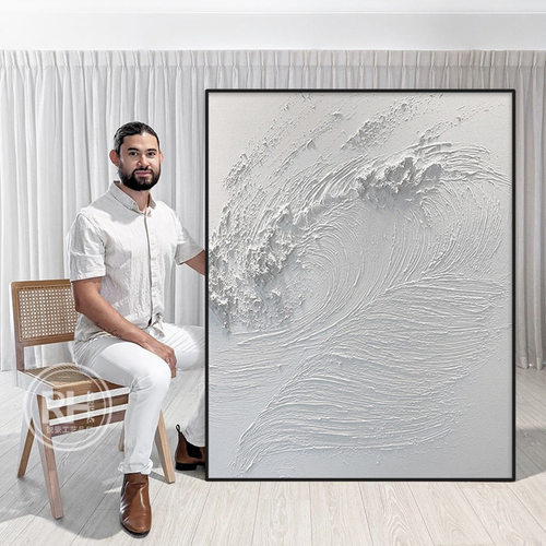 纯手绘油画风生水起抽象立体肌理装饰画客厅沙发背景大气玄关挂画