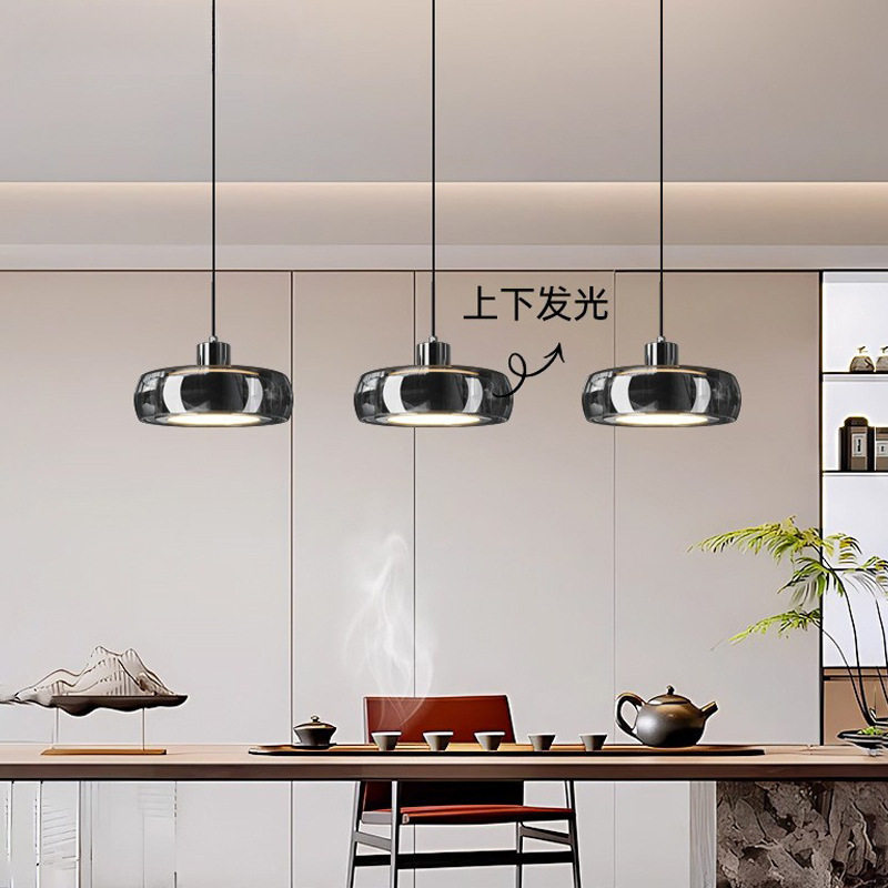 餐厅吊灯现代简约餐桌灯意式轻奢感玻璃三头吧台饭厅led灯具