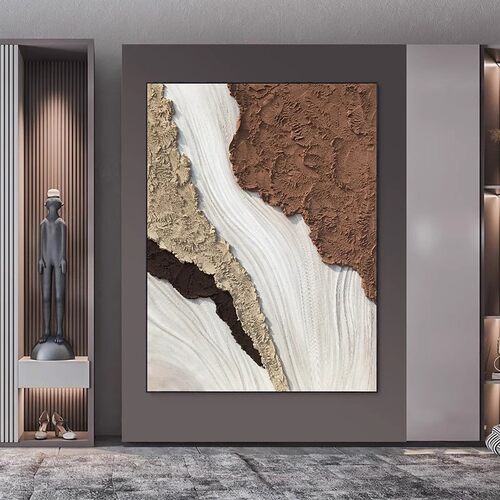 纯手绘油画厚肌理落地客厅装饰画现代抽象玄关挂画大幅立体墙壁画