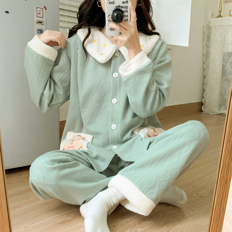 新款孕妇睡衣纯棉夹层空气棉月子服保暖秋冬季产后12月份大码加厚