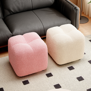 小凳子家用矮凳亲肤羊羔绒沙发凳网红换鞋凳软包坐垫凳子久坐舒适