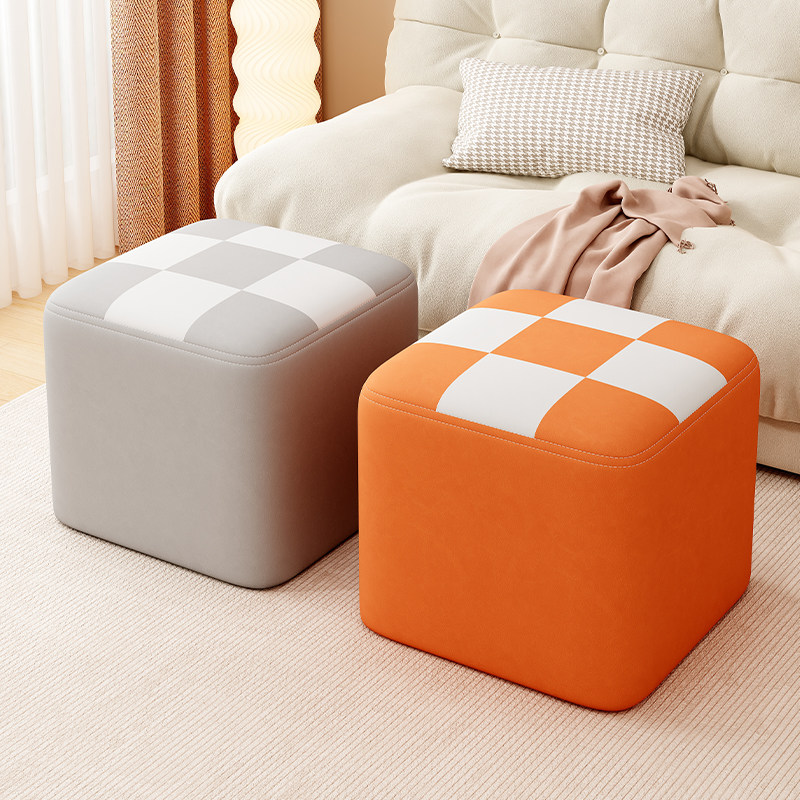 小凳子家用矮凳创意拼图凳子门口换鞋凳结实耐用高级感皮墩小板凳