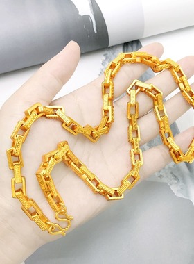 项链男士同款霸气长城G纹O字圈圈锁链网红大链子