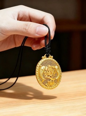 同款双鱼招财进宝吊坠项链男女里外一色