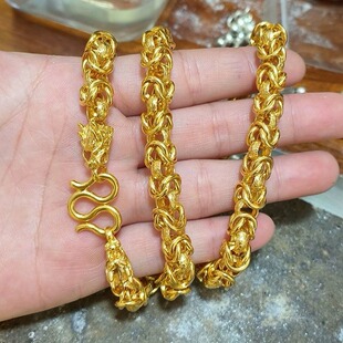 黄金色龙头项链男越南沙金霸气龙骨链内外一色仿真久不掉色送老公