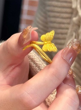 新款蝴蝶灵蛇缠绕戒指小众设计轻奢ins百搭气质时尚指环女