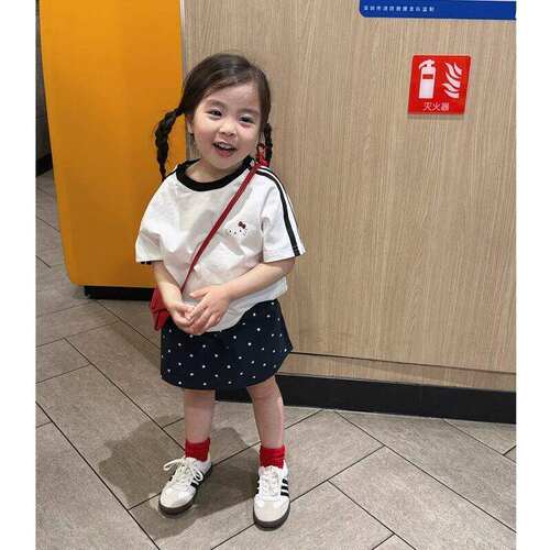 韩系女童撞色短袖T恤儿童夏装