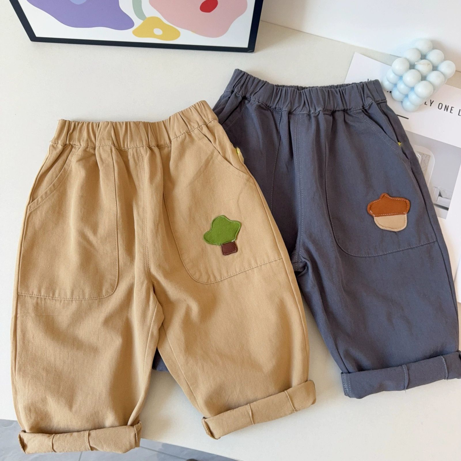 儿童休闲裤春秋款男童百搭棉布裤