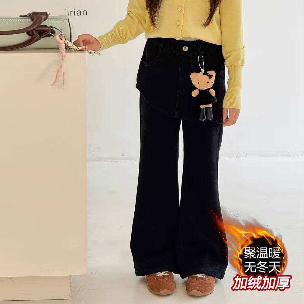 女童一体绒裤子冬季2026新款洋气儿童裙裤时髦牛仔裤中大童喇叭裤,童装/婴儿装/亲子装,儿童牛仔裤,淘宝优惠券,粉丝福利购,淘宝优惠卷