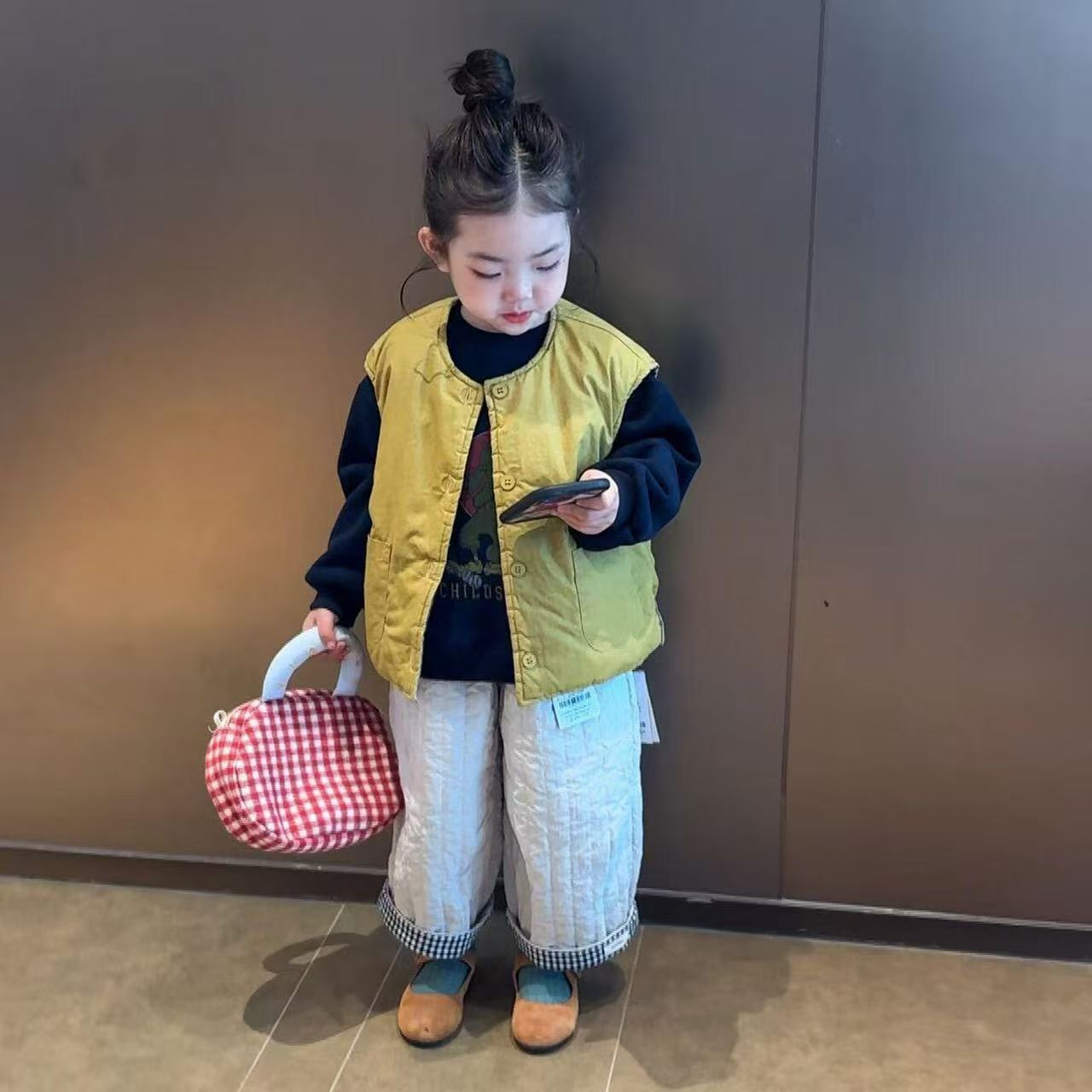 韩国儿童洋气双面穿马甲秋冬款男女童舒适保暖夹棉设计感坎肩外套