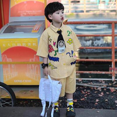 男童夏装衬衫套装沙滩海边两件套