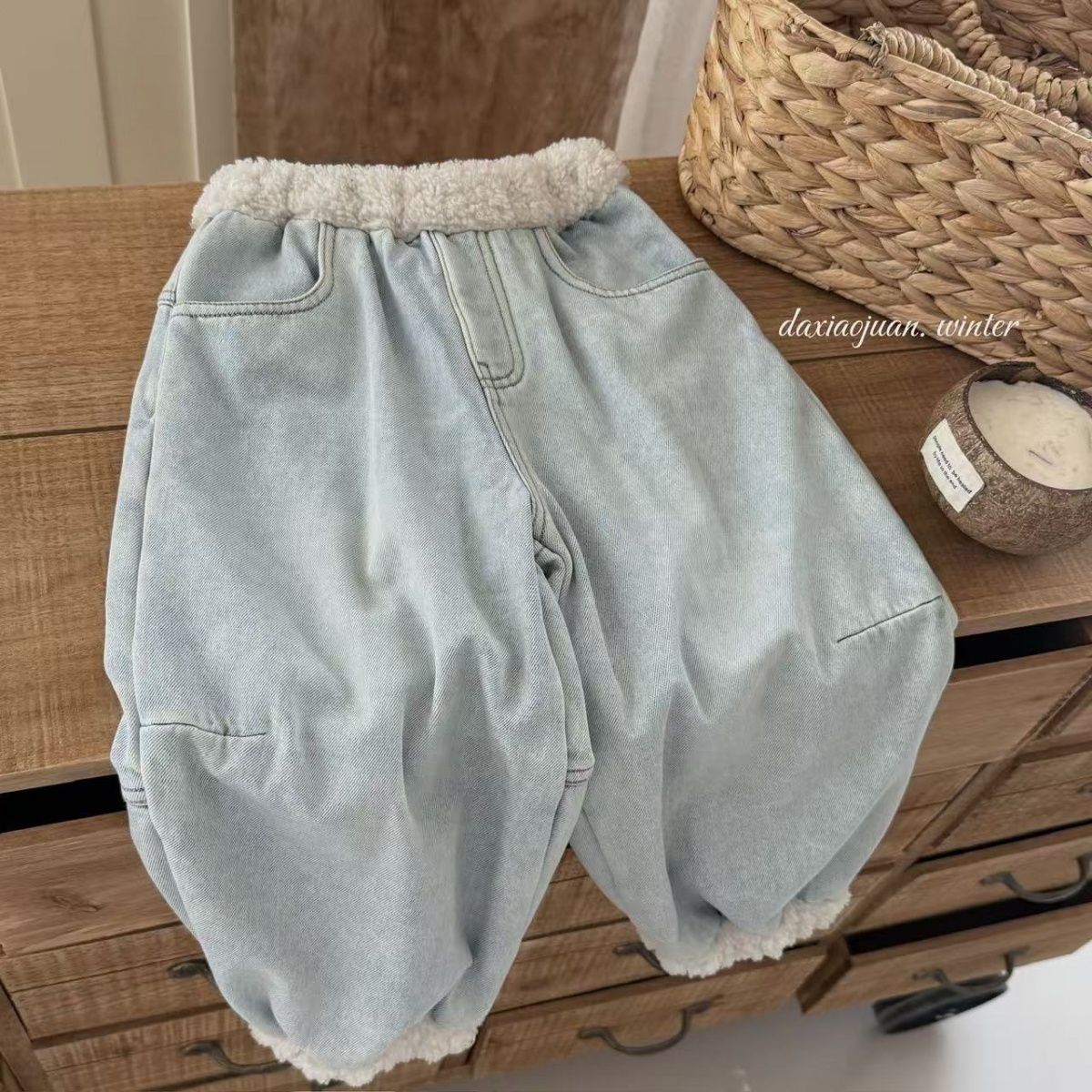 儿童冬季加厚加绒男女童牛仔裤