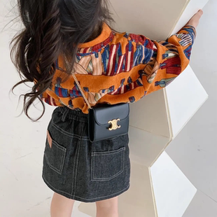 女童裙子网红女宝宝春季黑色牛仔裙女童秋装洋气半身裙儿童短裙潮