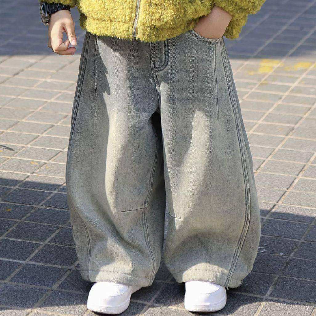 儿童加绒加厚牛仔裤2025新秋冬季款水洗做旧长裤宽松休闲裤子,童装/婴儿装/亲子装,儿童牛仔裤,淘宝优惠券,粉丝福利购,淘宝优惠卷