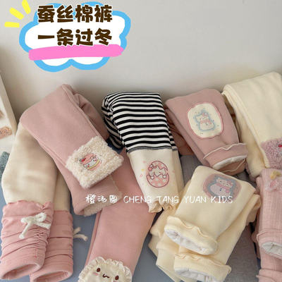 冬季新款女童裤子韩版百搭加厚蚕丝棉打底裤一条过冬外穿打底裤