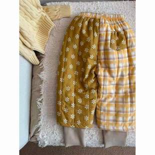 东北棉裤外穿女童一条过冬儿童裤子男童宝宝加厚保暖黄色卫裤