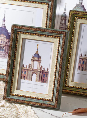 欧式复古相框摆台怀旧5 6 7寸画框七寸桌面A4美式小摆件定制 相框