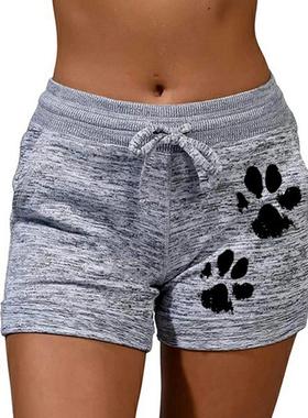 2020 woman shorts Women High Waist Cats Claw Print Drawstrin