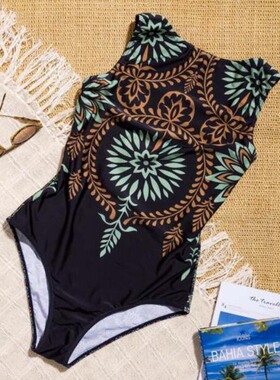 2021 Sexy One Piece Swimsuit Closed Print Swimwear Women Swi
