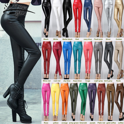 Y2K Elastic Stretch Faux Leather Autumn Winter Pencil Pants