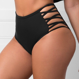 Women Sexy Bikini Bottoms Lace Strappy Sides High Waisted Re
