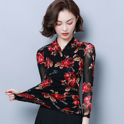 Korean Elegant Mesh Bottoming Shirt Women's 2021 Spring New