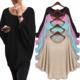 Solid Sleeve Color Casual Neck Batwing Long Sweater Loose