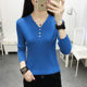 Women Neck Autumn Win Solid Sexy Buttons Sweaters Pullover