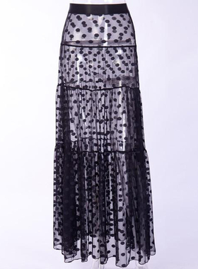 Women Summer Beach Sundress Boho Maxi High Waist Sheer Skirt