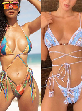 Rinabe Bandage Bikni 2020 Biquini Thong Floral Print Swimsui