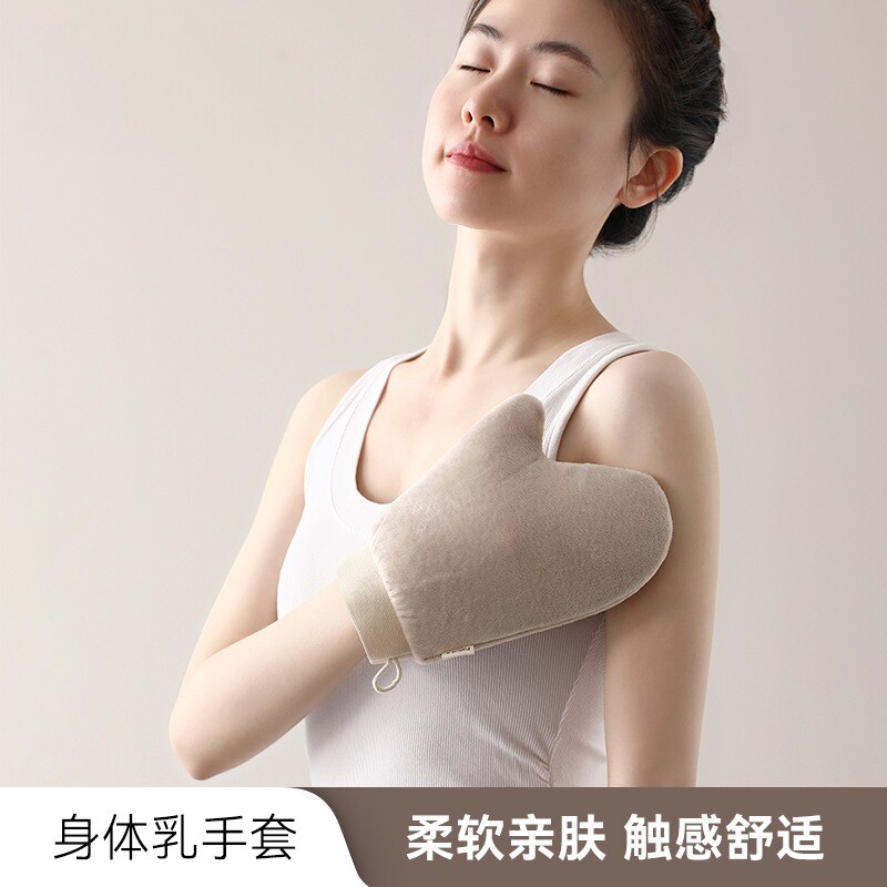 快速涂抹素颜霜防晒神器擦精油懒人按摩植绒擦女生身体乳手套图片