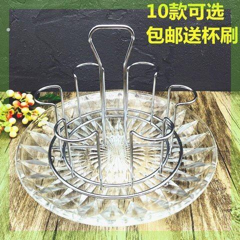 家用6祇玻璃水杯架不锈钢沥水杯架晾杯架啤酒杯架倒挂套装