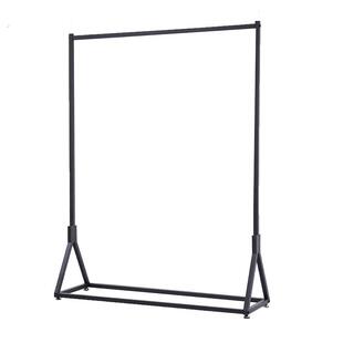 服装展示架落地式单杠伸缩挂衣架黑色男女装专用货架晾衣服架子铁