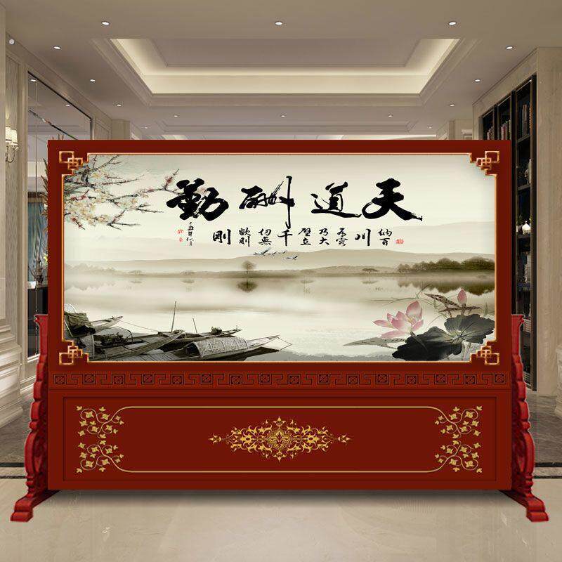 中式屏风隔断装饰客厅入户玄关进门遮挡酒店单位公司实木双面座屏