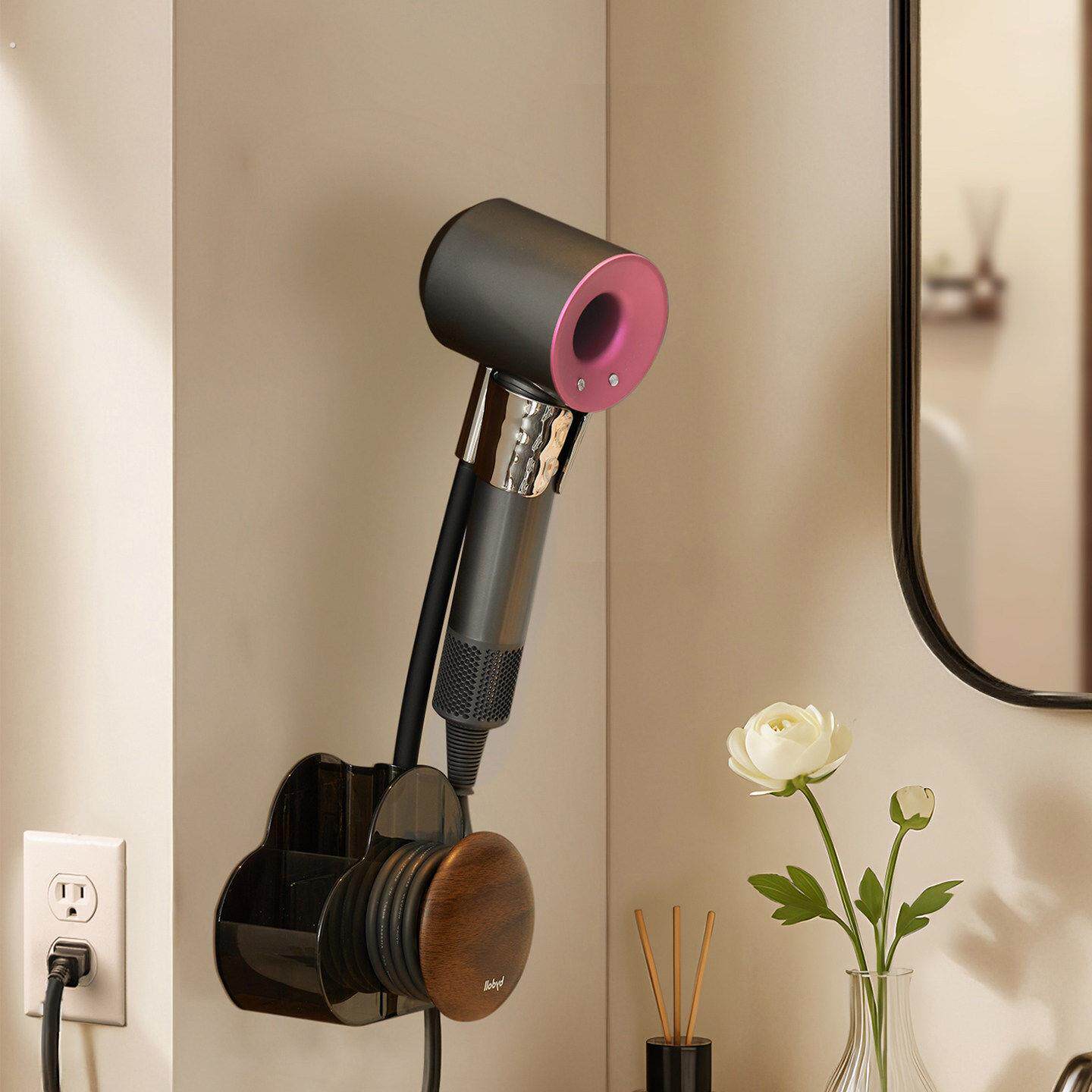 吹风机支架免打孔免手拿挂架壁挂式浴室懒人支架电吹风绕线置物架