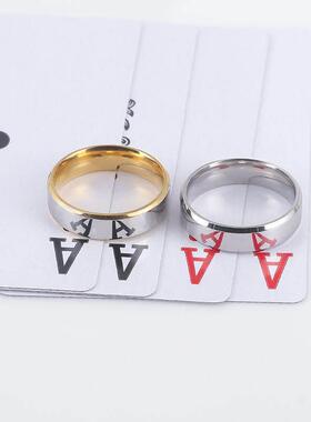 欧美扑克牌魔术道具镜面素圈高清反光钛钢戒指亮面看牌不锈钢戒指